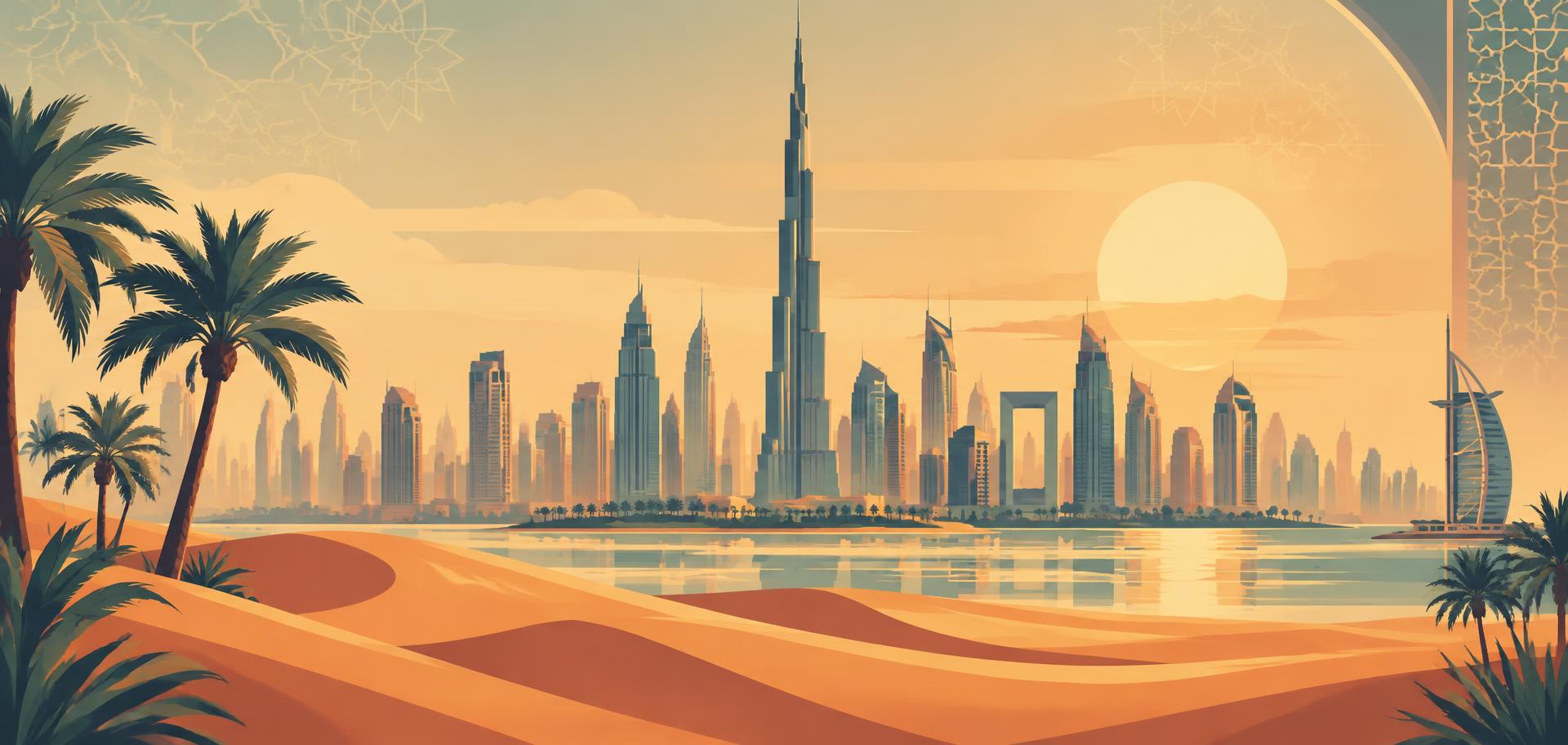 Dubai skyline at golden hour